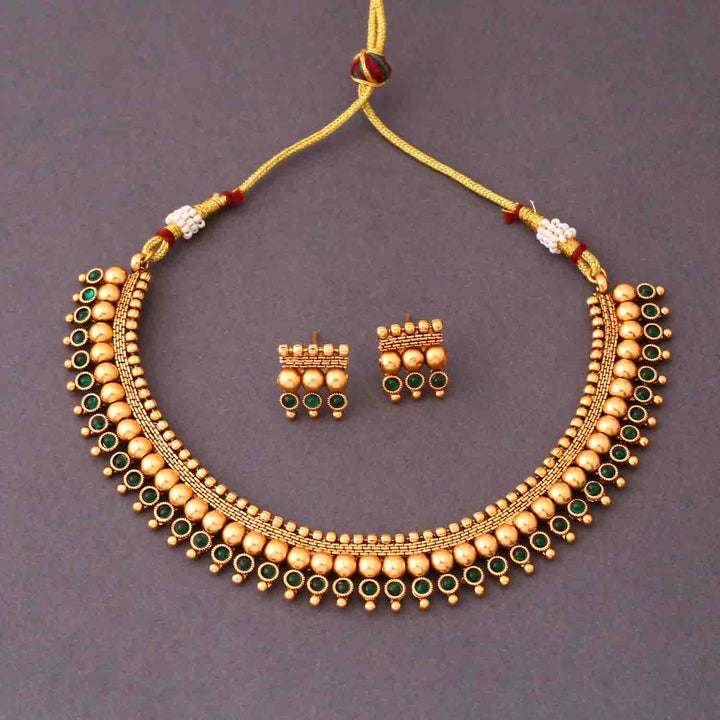 Emerald Meghana Antique Jewellery Set - New Arrival