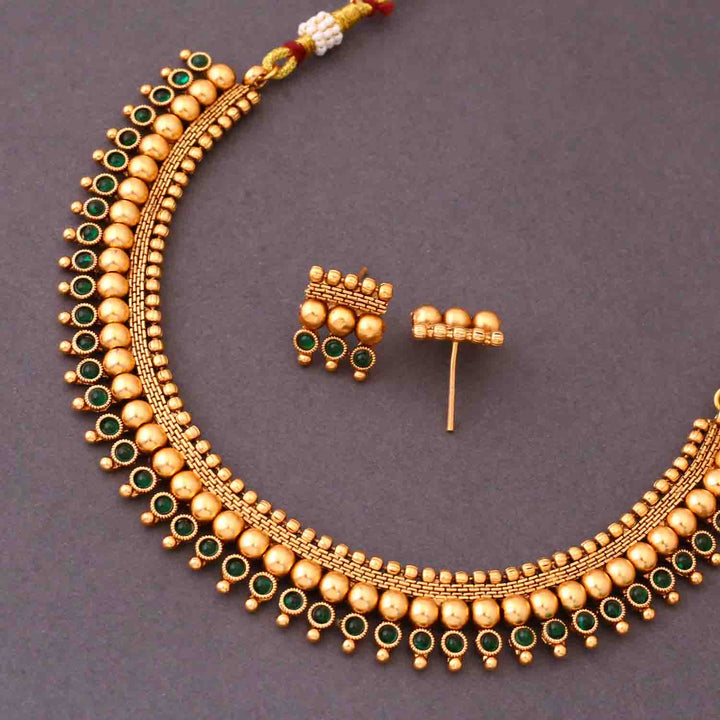 Emerald Meghana Antique Jewellery Set - New Arrival