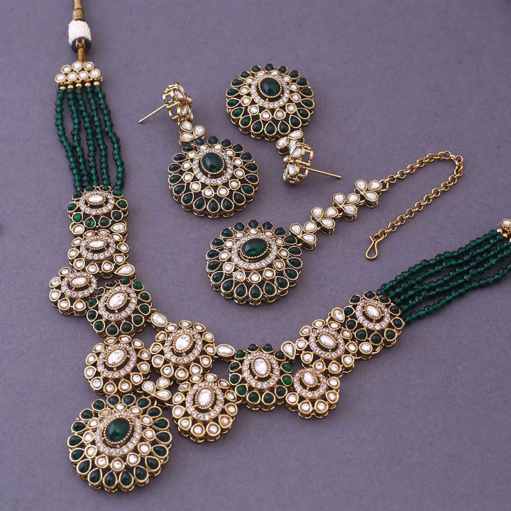 Emerald Merri Kundan Jewellery Set