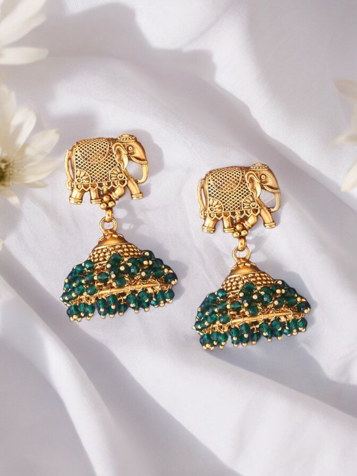 Emerald Mira Temple Jhumkis