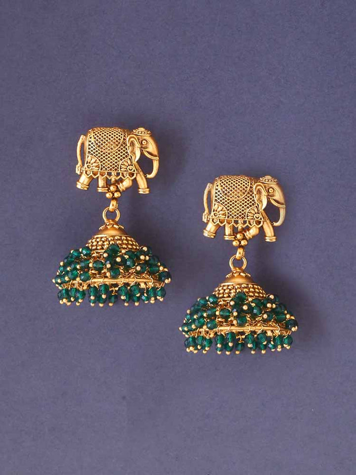 Emerald Mira Temple Jhumkis