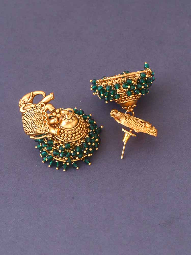 Emerald Mira Temple Jhumkis