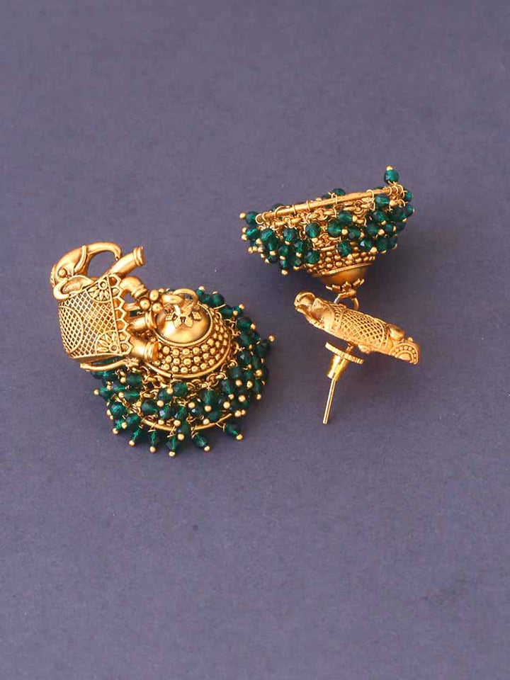 Emerald Mira Temple Jhumkis
