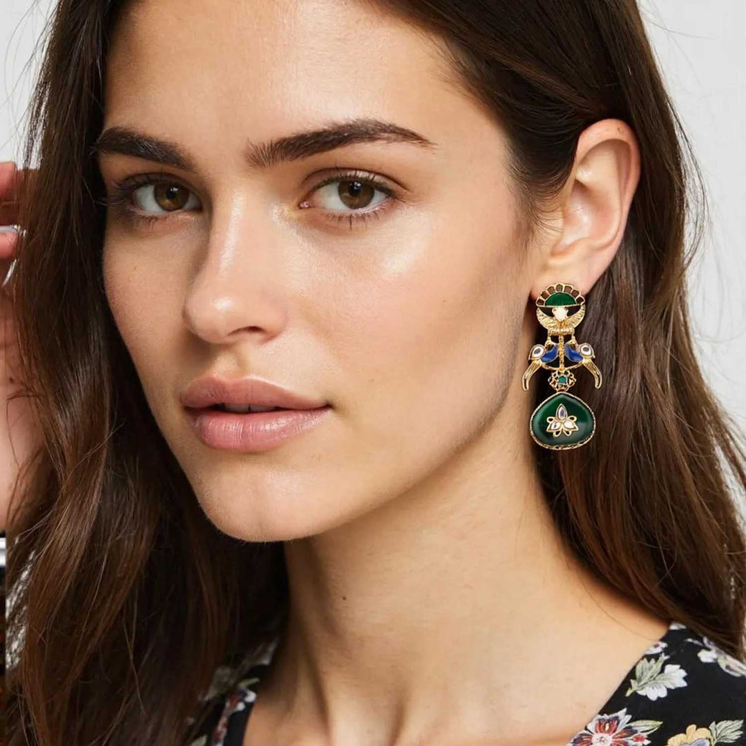 Emerald Myan Danglers