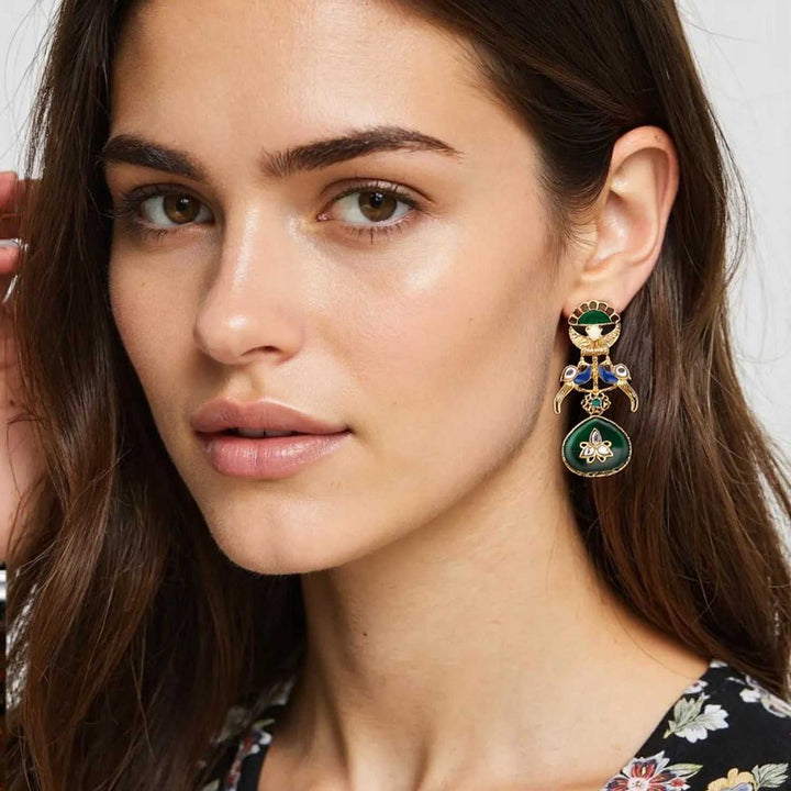 Emerald Myan Danglers