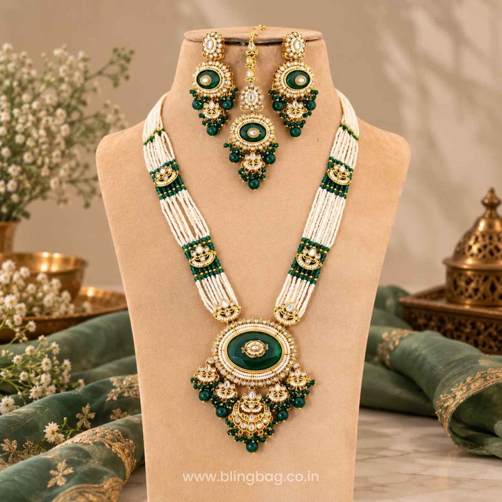 Emerald Navya Kundan Jewellery Set