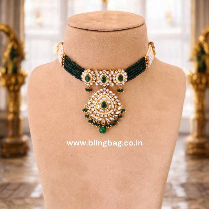 Emerald Nayra Kundan Jewellery Set