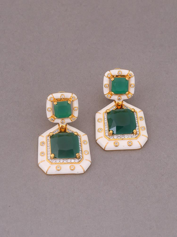 Emerald Nero Zirconia Danglers