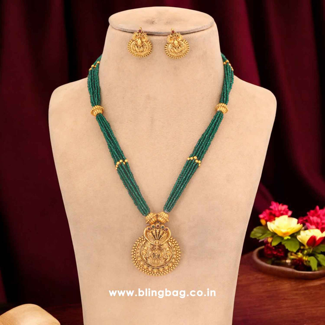 Emerald Nityaa Temple Jewellery Set - New Arrival