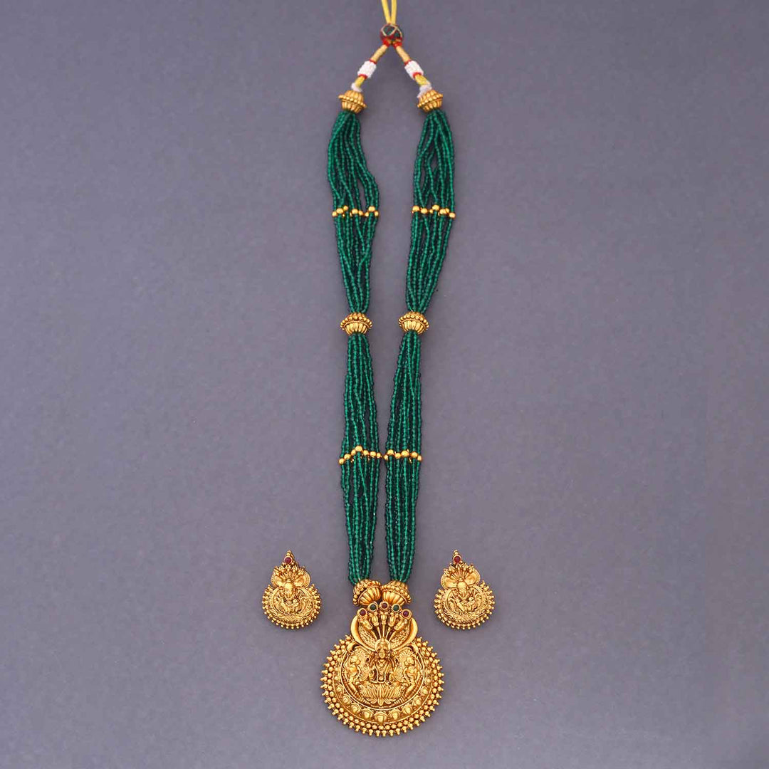 Emerald Nityaa Temple Jewellery Set - New Arrival