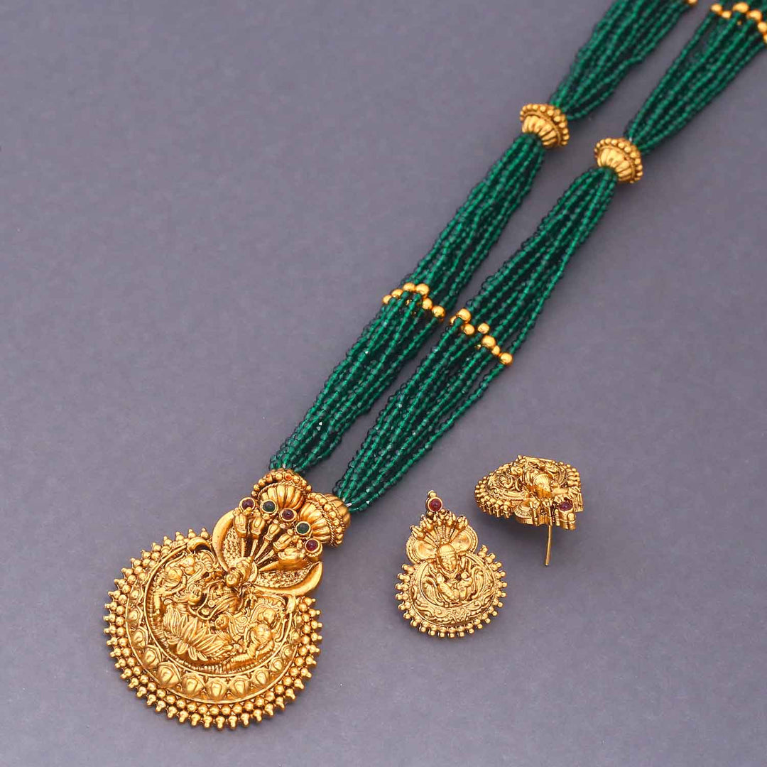 Emerald Nityaa Temple Jewellery Set - New Arrival