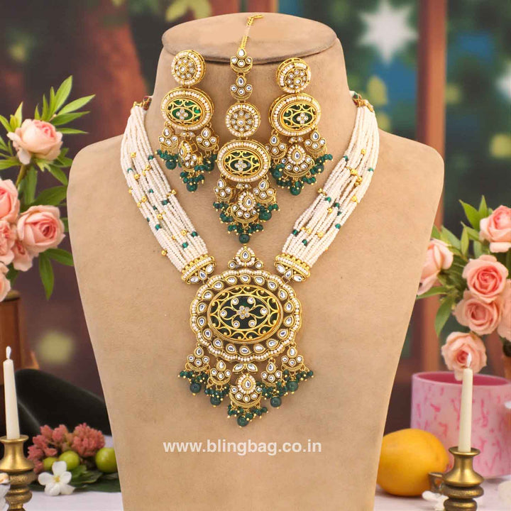 Emerald Ojalika Kundan Jewellery Set