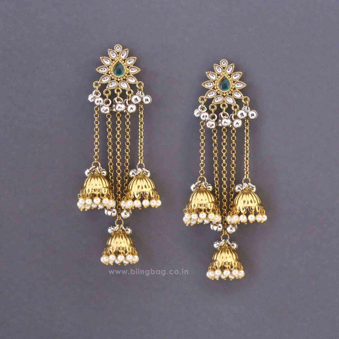 Emerald Omisha Jhumkis