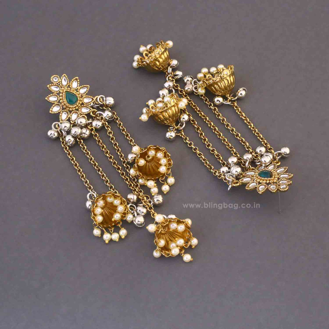 Emerald Omisha Jhumkis