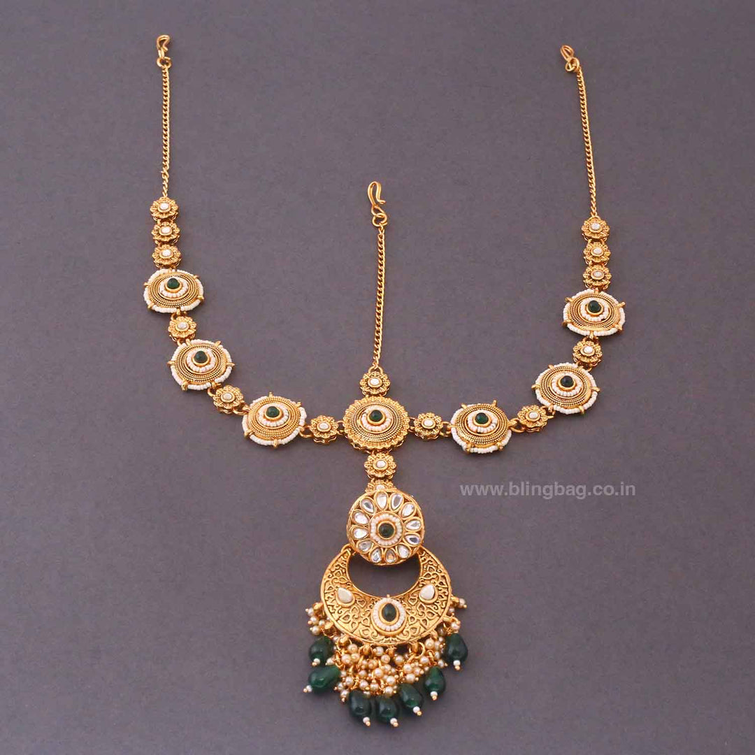 Emerald Pavitra Kundan Bridal Jewellery Set