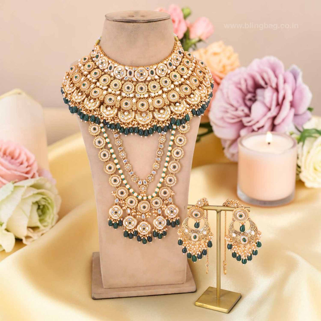 Emerald Pavitra Kundan Bridal Jewellery Set
