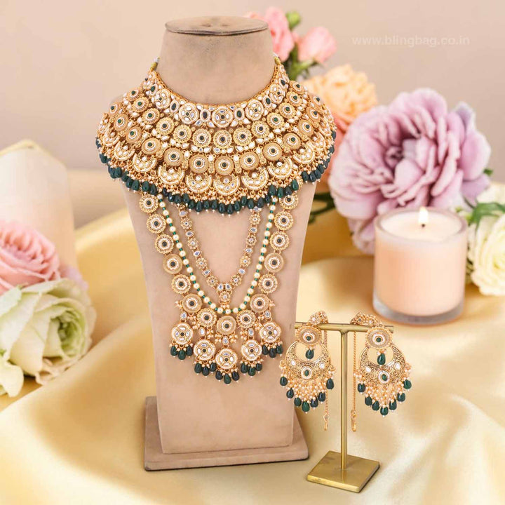 Emerald Pavitra Kundan Bridal Jewellery Set