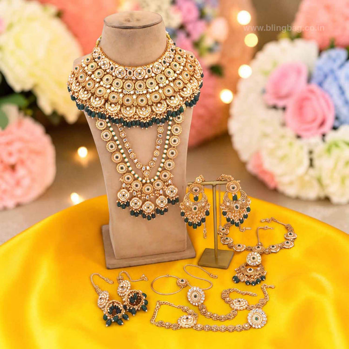 Emerald Pavitra Kundan Bridal Jewellery Set