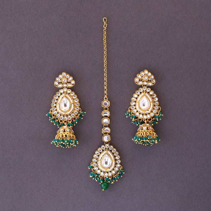 Emerald Pippali Maang Tikka Set