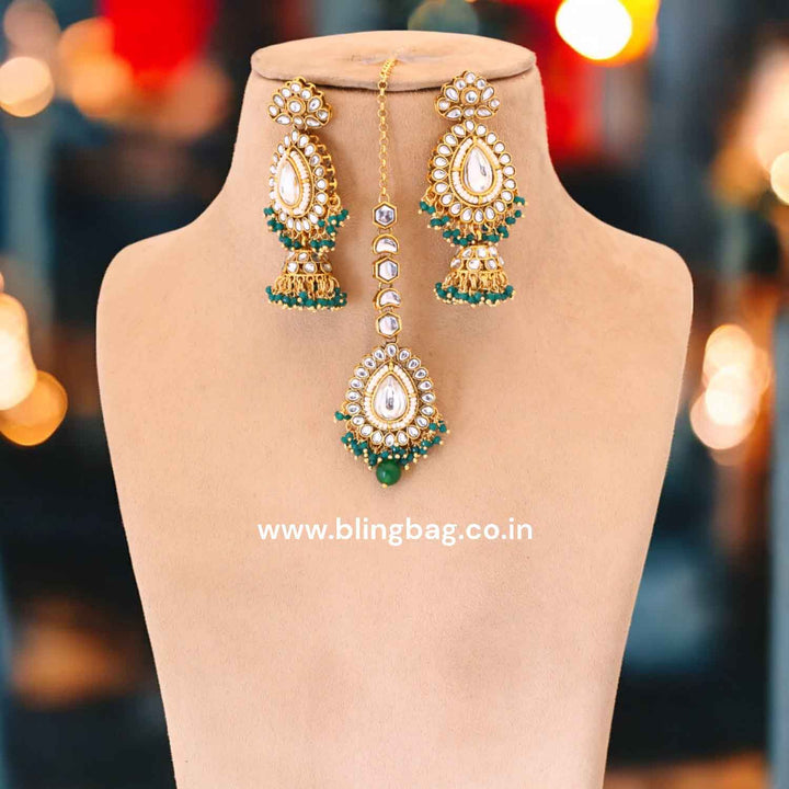 Emerald Pippali Maang Tikka Set