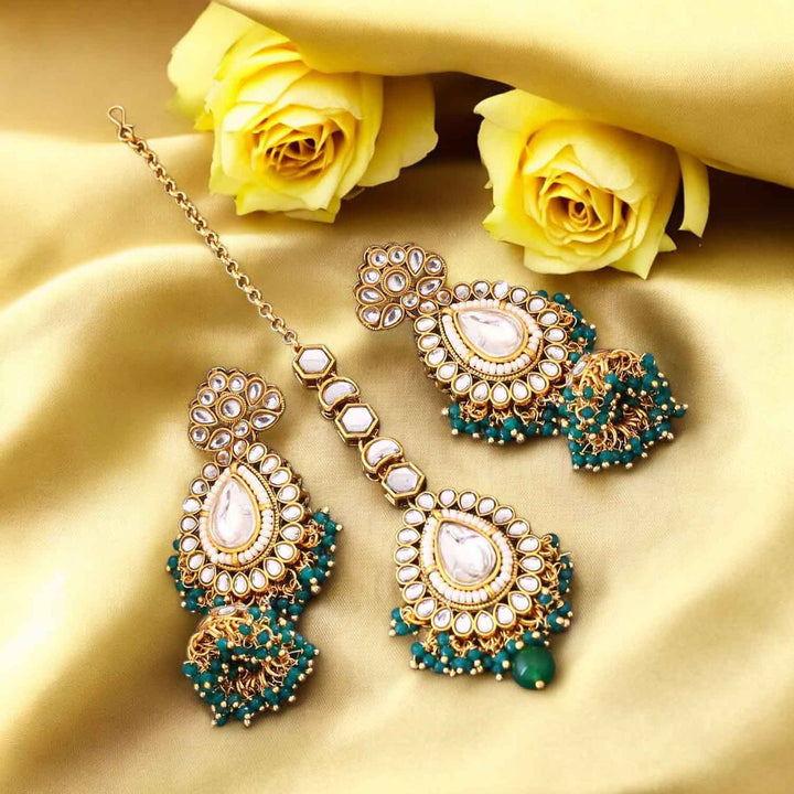 Emerald Pippali Maang Tikka Set