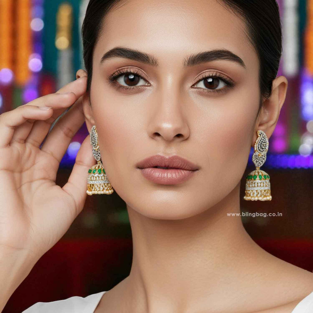 Emerald Polina Zirconia Jhumkis