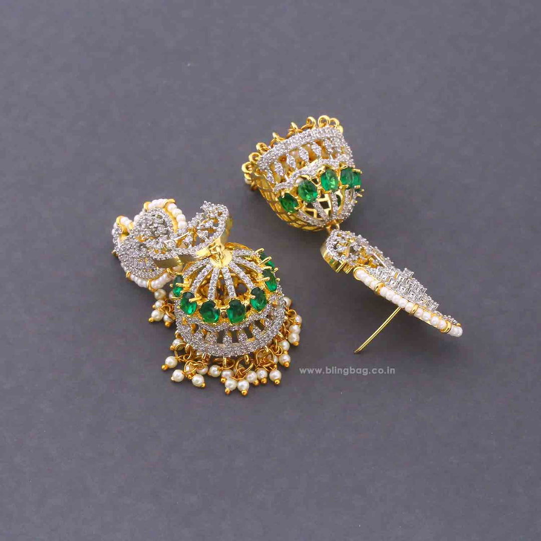 Emerald Polina Zirconia Jhumkis