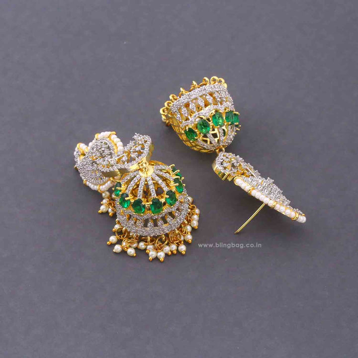 Emerald Polina Zirconia Jhumkis