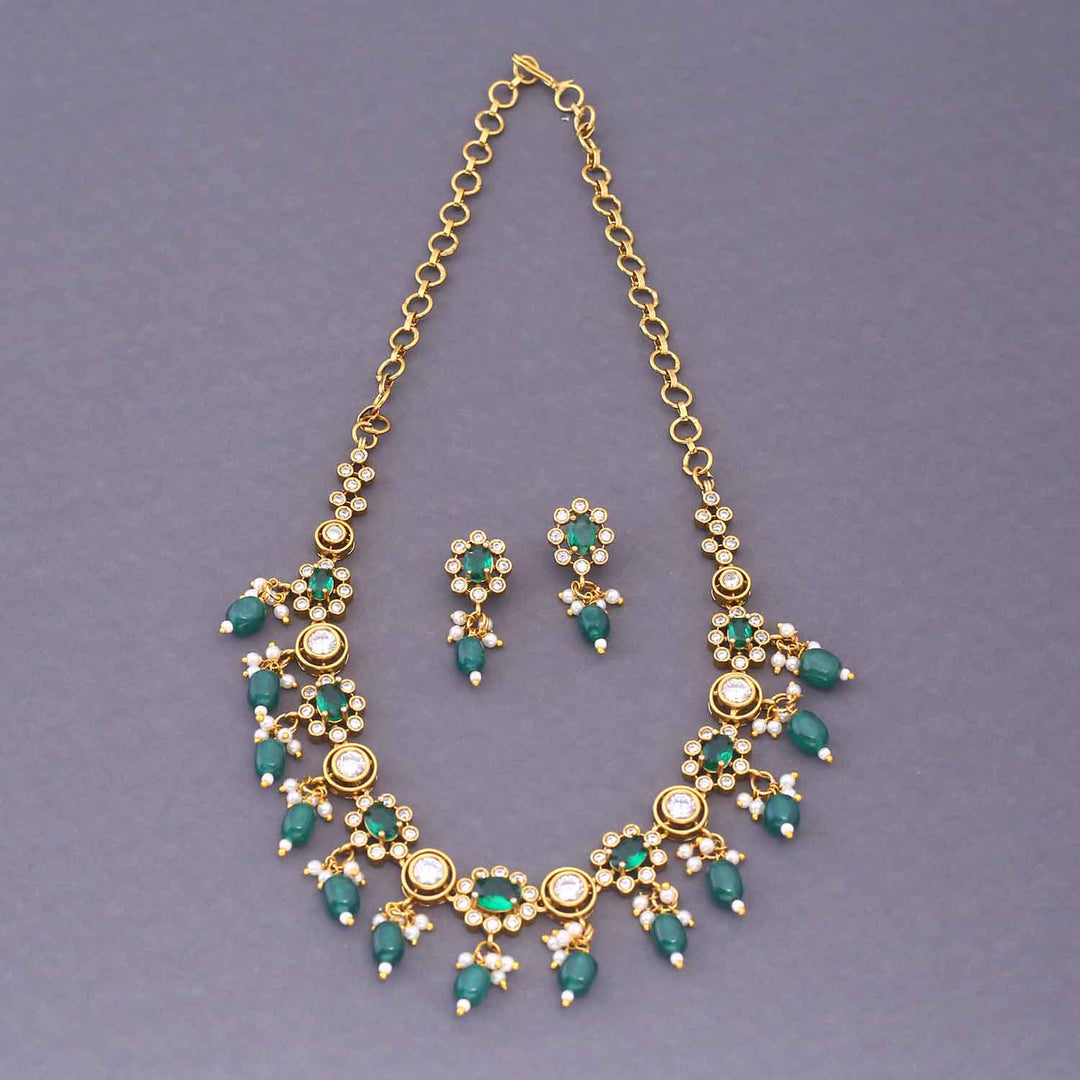 Emerald Prachinika Antique Jewellery Set - New Arrival