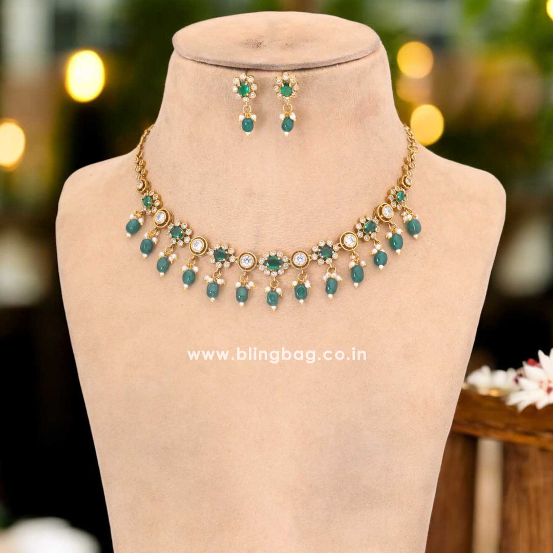 Emerald Prachinika Antique Jewellery Set - New Arrival