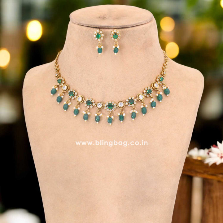 Emerald Prachinika Antique Jewellery Set - New Arrival