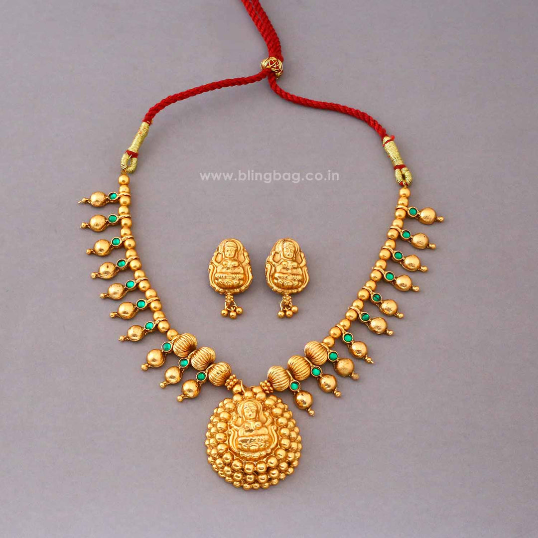 Emerald Prajakta Antique Jewellery Set- New Arrival