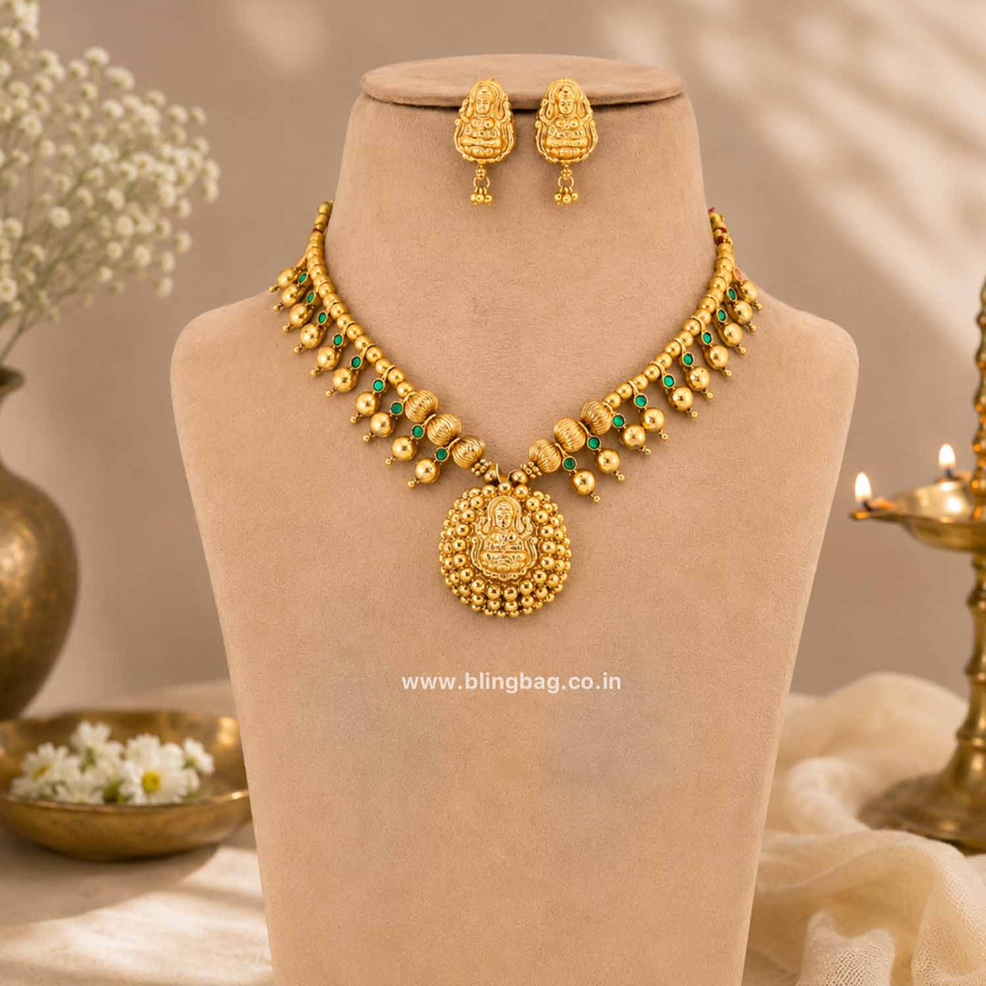 Emerald Prajakta Antique Jewellery Set- New Arrival
