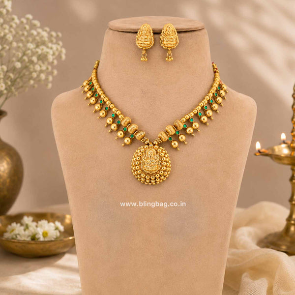 Emerald Prajakta Antique Jewellery Set- New Arrival