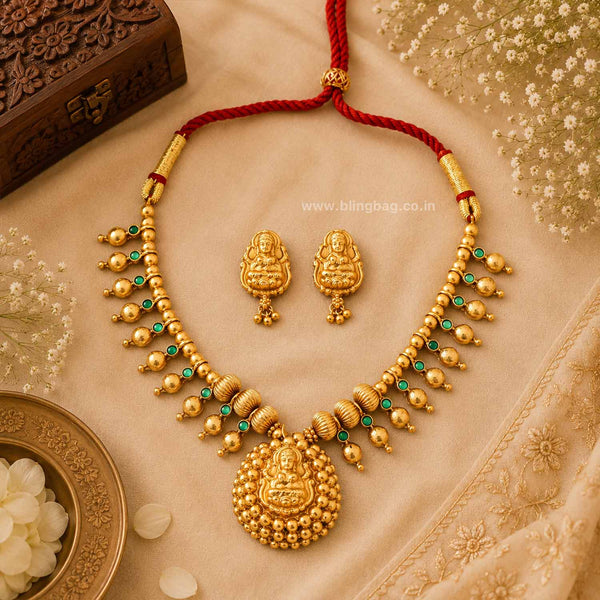 Emerald Prajakta Antique Jewellery Set- New Arrival