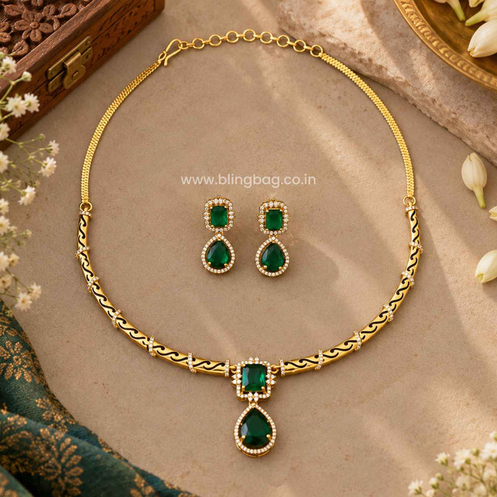 Emerald Pranika Antique Jewellery Set- New Arrival
