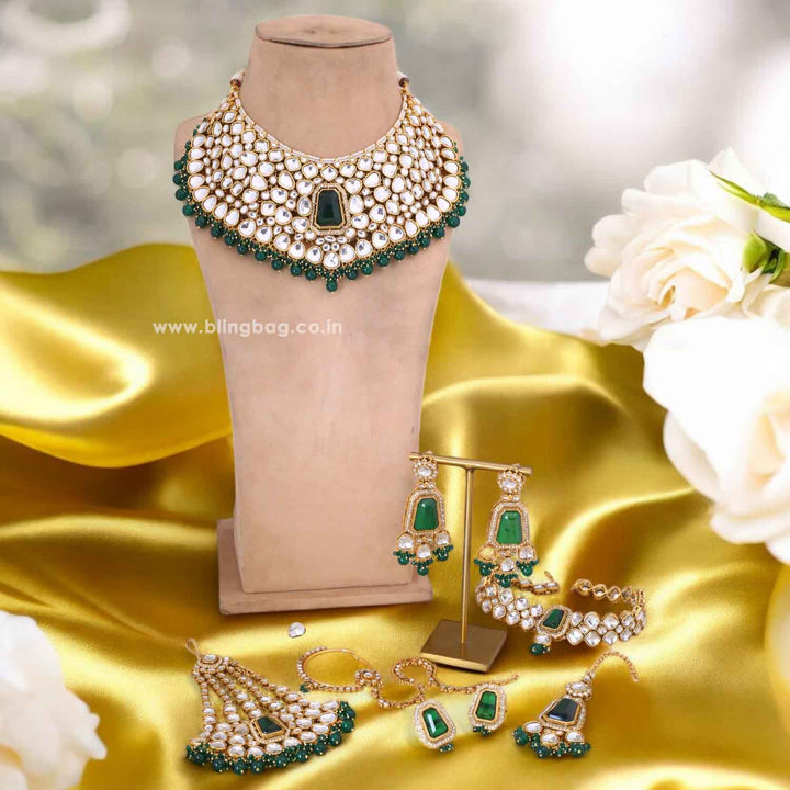 Emerald Pranjalli Bridal Jewellery Set