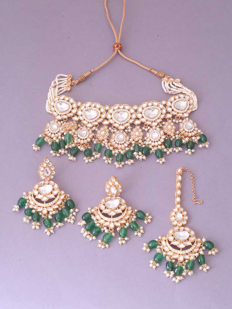 Emerald Pratibha Jewellery Set