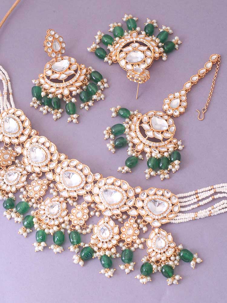 Emerald Pratibha Jewellery Set