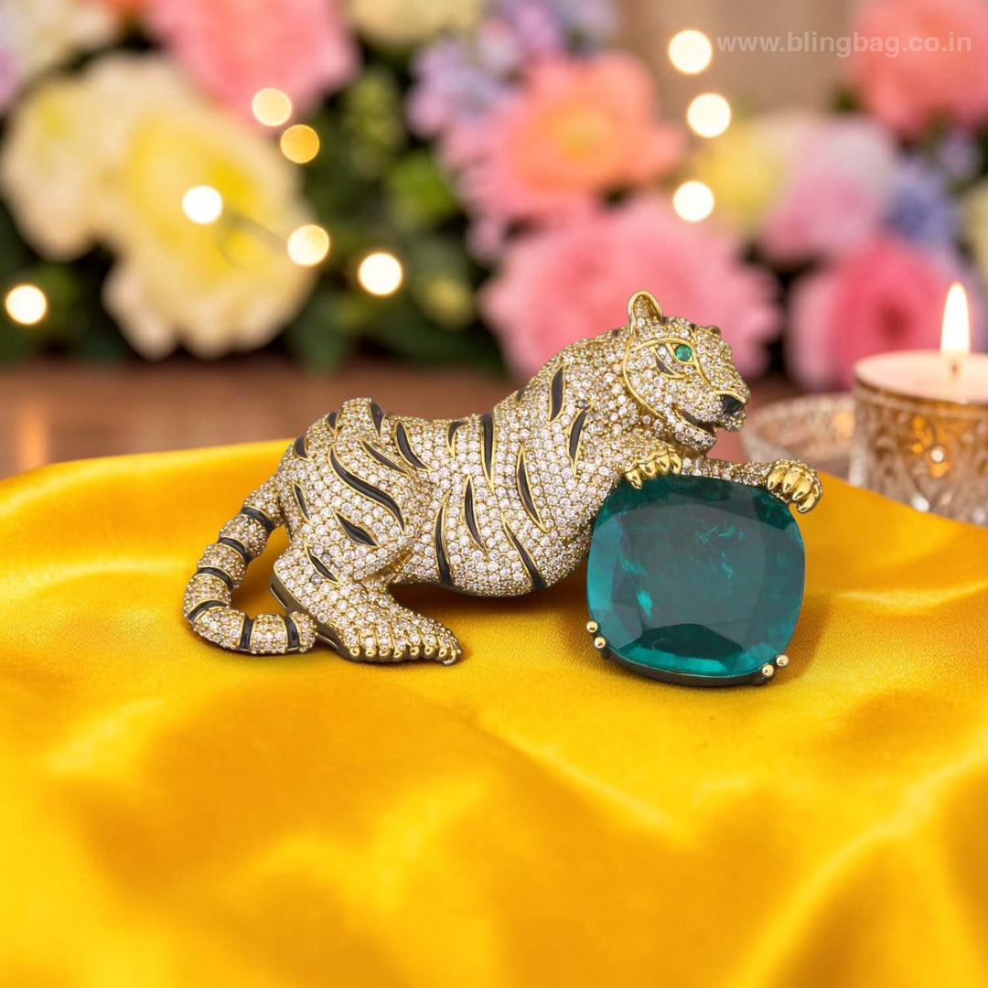 Emerald Pride Tiger Brooch