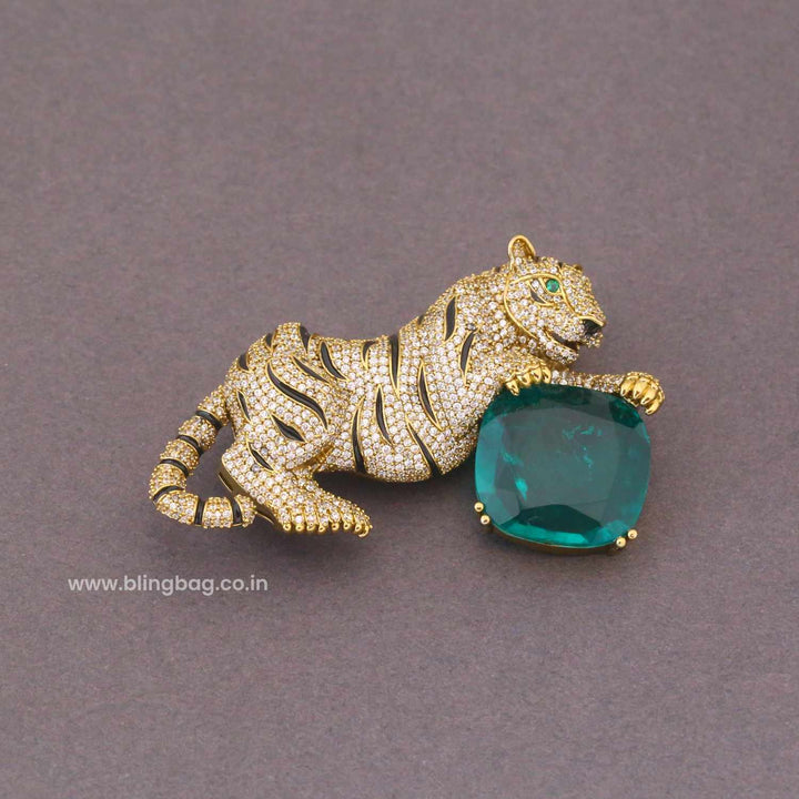 Emerald Pride Tiger Brooch