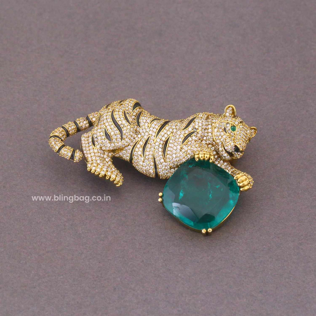 Emerald Pride Tiger Brooch