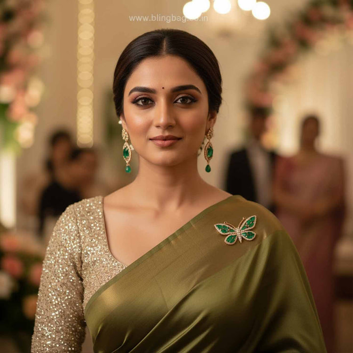 Emerald Prism Butterfly Brooch