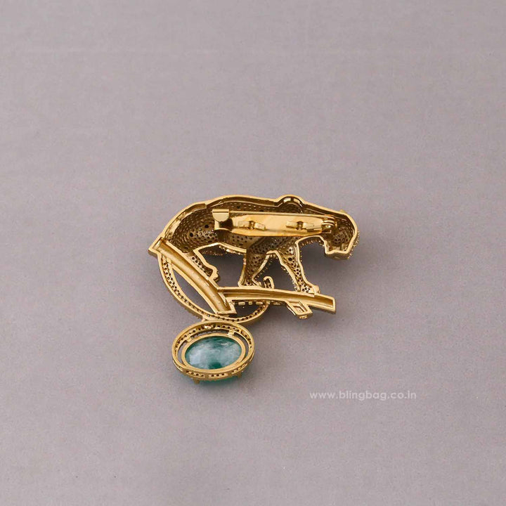 Emerald Prowl Leopard Brooch