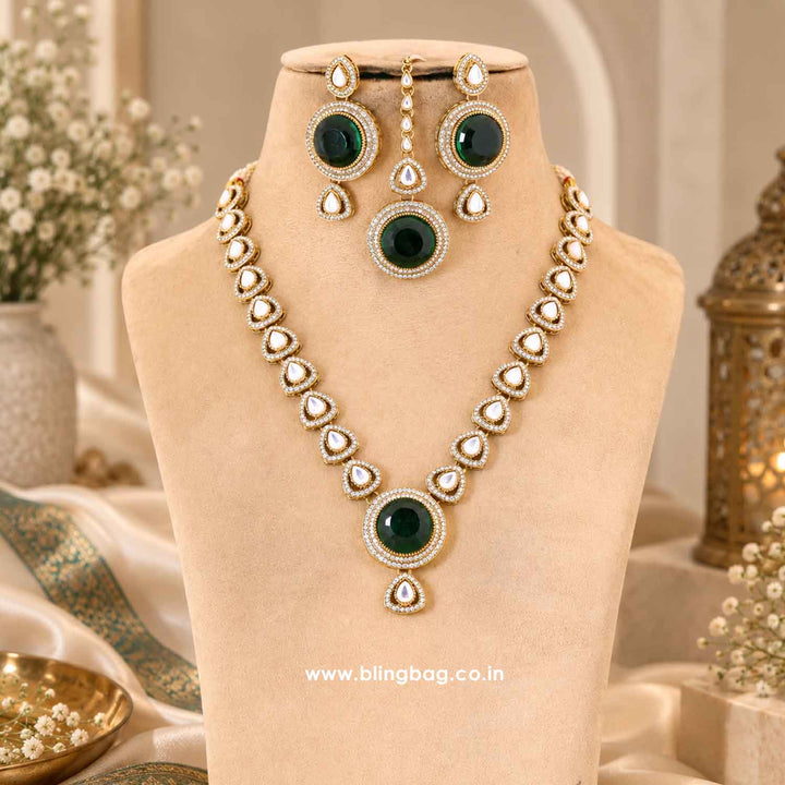 Emerald Raahi Kundan Jewellery Set