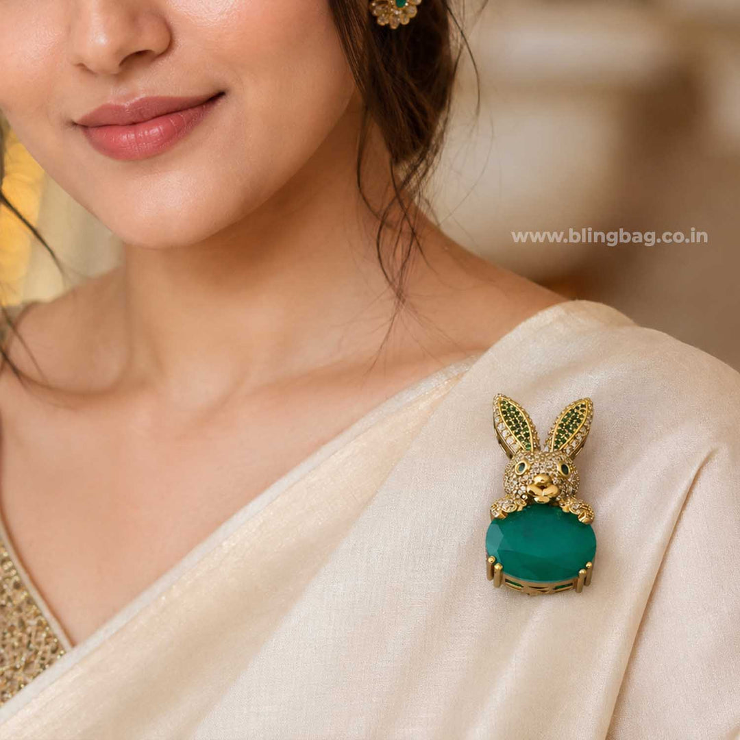 Emerald Rabbit Brooch