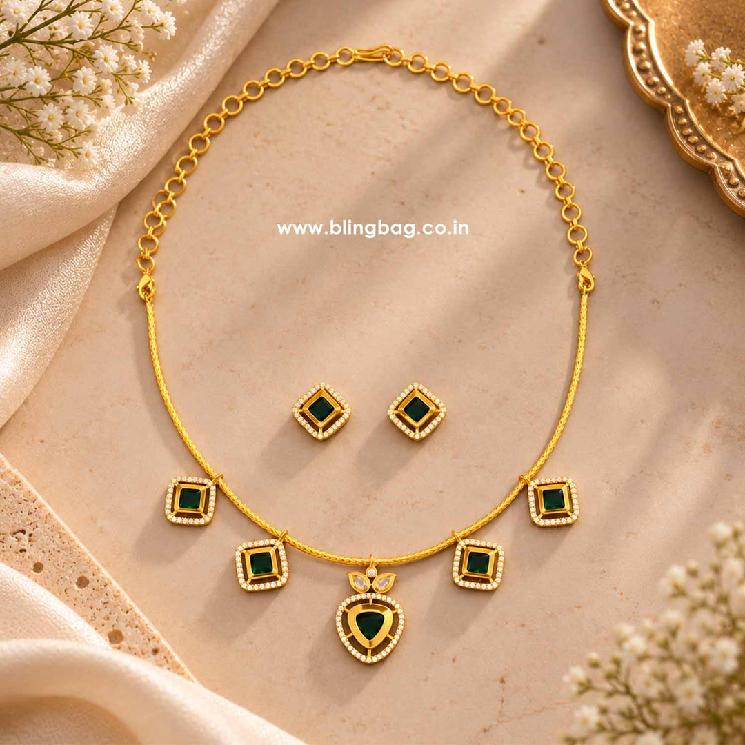 Emerald Radhira Antique Jewellery Set- New Arrival