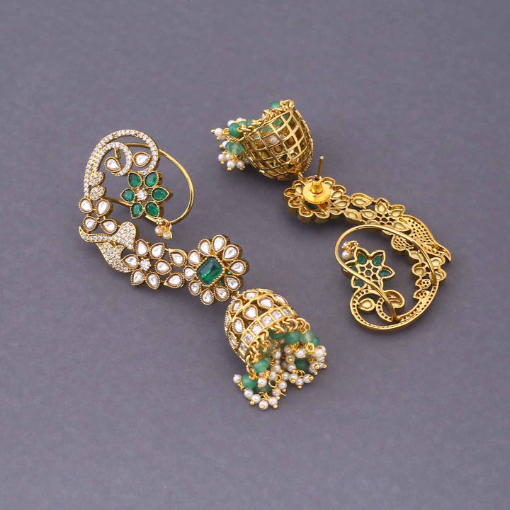 Emerald Raiya Ear Cuff Jhumkis