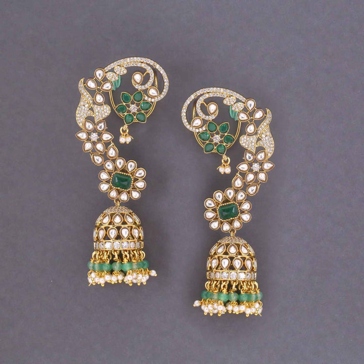 Emerald Raiya Ear Cuff Jhumkis
