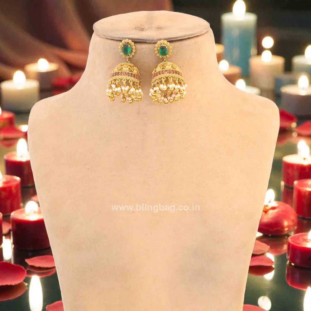 Emerald Rajeshwaria Hasli Temple Jewellery Set - New Arrival